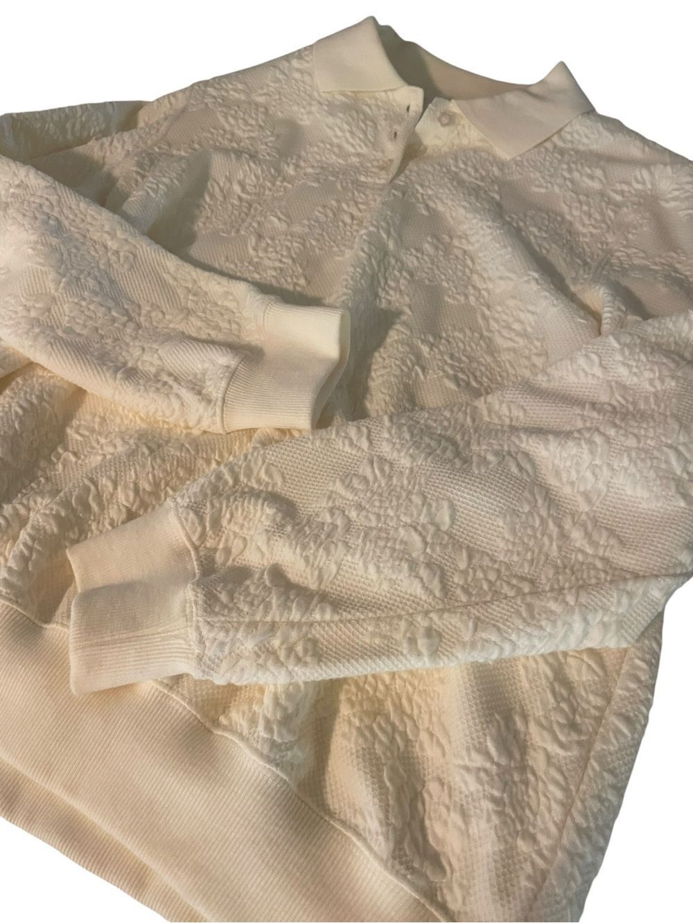 Alfred Dunner Cream Textured Polo-Neck Sweater